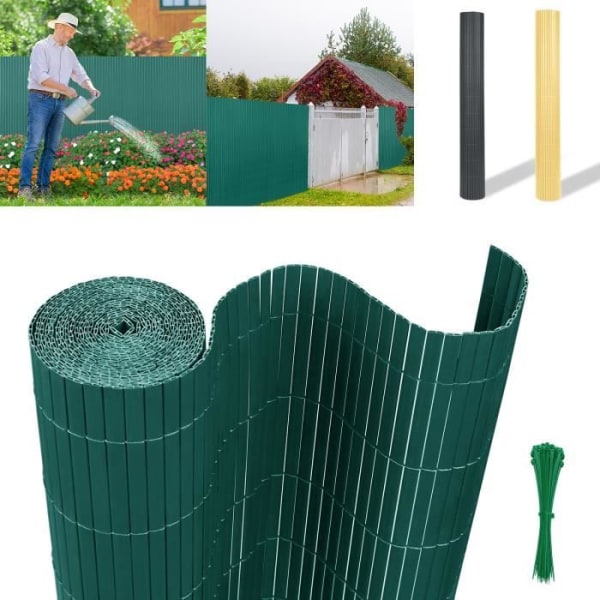 LILIIN PVC käpp för trädgård balkong terrass, vindskydd staket, Balkong persienner, Sekretessskärm 90x300cm, Grön
