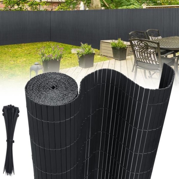 LILIIN PVC canisse för trädgårdsbalkongterrass, vindskyddstaket, Balkonggardiner, Sekretessskärm 160x300cm, antracit