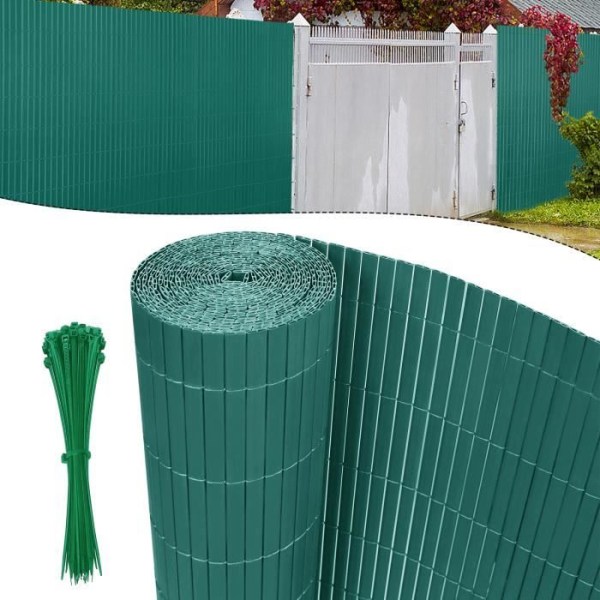 LILIIN PVC canisse för trädgårdsbalkongterrass, vindskyddstaket, Balkonggardiner, Sekretessskärm 180x500cm, Grön