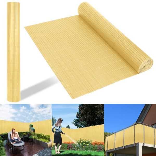 LILIIN PVC käpp för trädgård balkong terrass, vindskydd staket, Balkong persienner, Sekretessskärm 160x500cm, bambu
