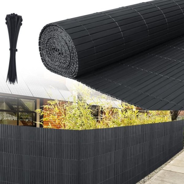 LILIIN PVC käpp för trädgård balkong terrass, vindskydd staket, Balkong persienner, Sekretessskärm 180x300cm, antracit