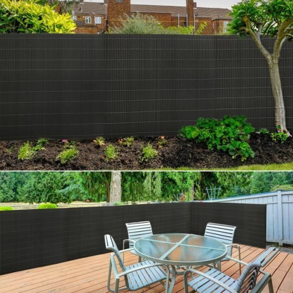 LILIIN PVC käpp för trädgård balkong terrass, vindskydd staket, Balkong persienner, Sekretessskärm 120x400cm, antracit