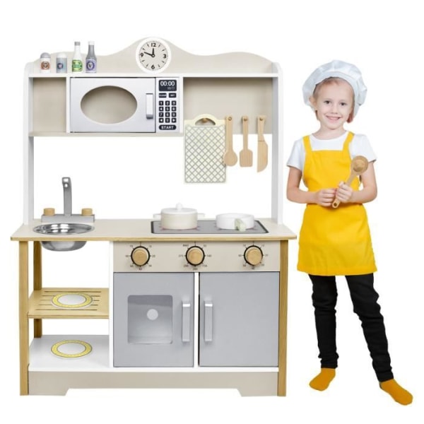 LILIIN barnkök träkök med kökstillbehör, köksset i trä, för barngåva, typ A