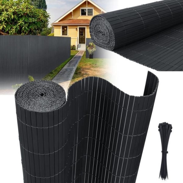 LILIIN PVC käpp för trädgårdsbalkongterrass, vindskyddstaket, Balkonggardiner, Sekretessskärm 120x500cm, antracit