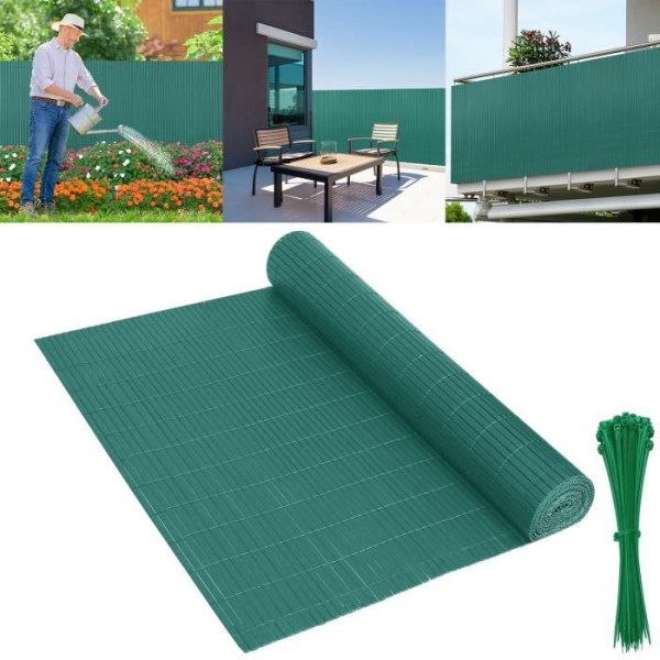 LILIIN PVC canisse för trädgårdsbalkongterrass, vindskyddstaket, Balkonggardiner, Sekretessskärm 180x300cm, Grön
