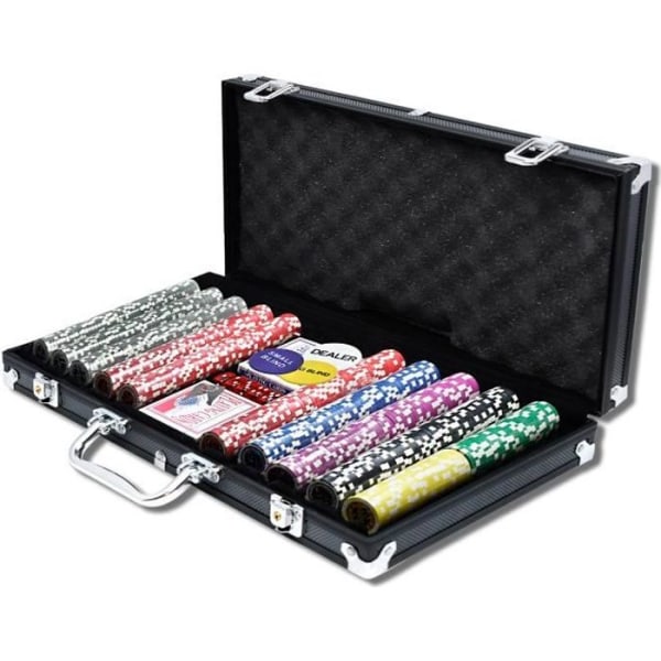 LILIIN Nash Poker Set, Clay Poker Chips 500 PCS, Texas Holdem Poker Case, Deluxe Poker Box, Svart