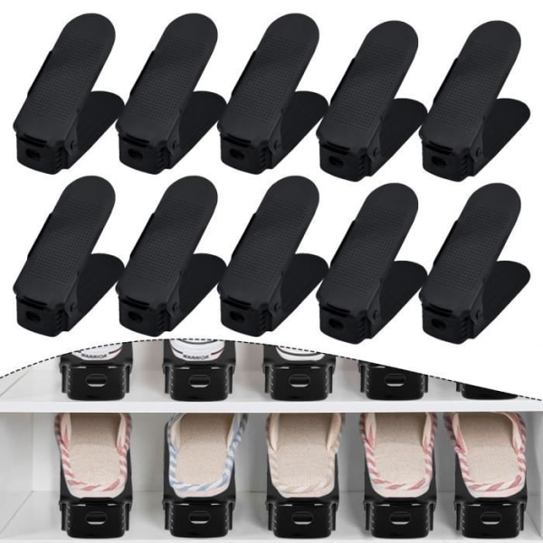 LILIIN-paket med 30 justerbart skoställ, stackskor, skoorganisator (svart)