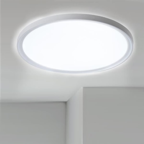 LILIIN Platt Rund LED-takkrona, Vit 72W 6000K-6500K IP44 Vattentät, Modern Badrumslampa, Ø45CM.