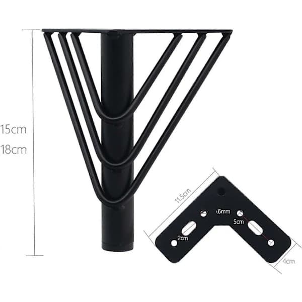 4-pack Guld Metall Möbelben, 18 cm Soffbordsben, Eleganta Moderna Chic Soffben, TV-skåp, Badrumsskåp