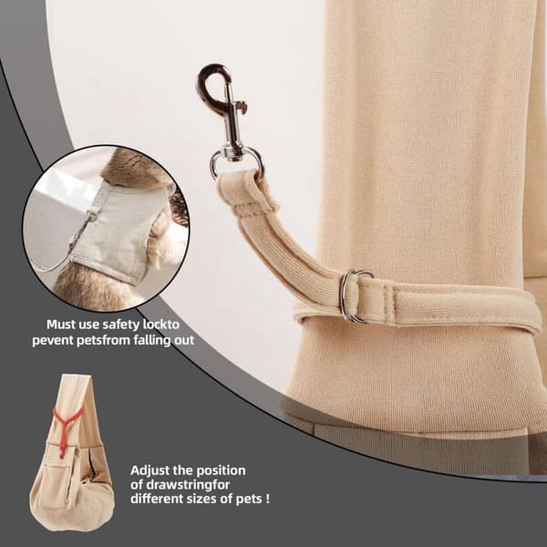 Kjæledyrsele for små hunder og katter, håndfri reiseveske i polyester med sikkerhetskrok, maks 10 kg, grå, 75x60x12 cm