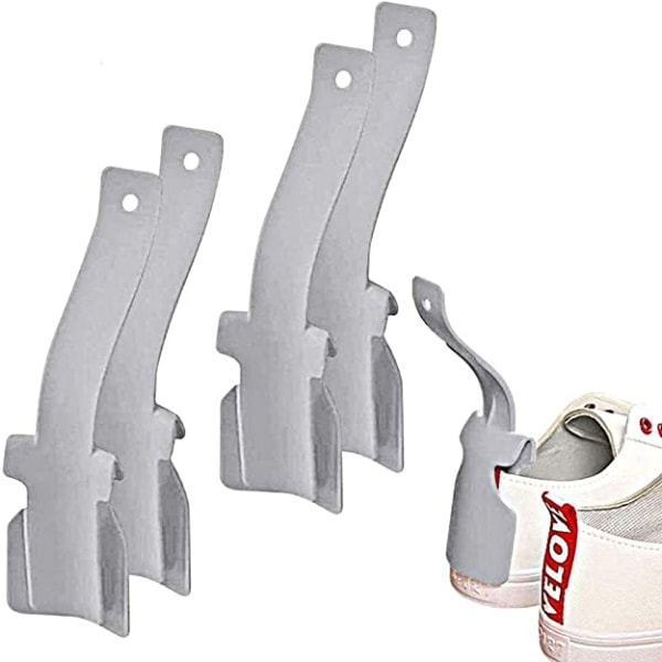 4 st Lazy Shoes Hjälpare, Nyaste Skohorn, Pådragshjälp för Skor, Grå