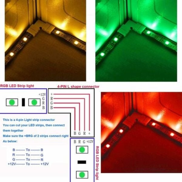 TS-LED-valonauha 5050RGB L-tyypin kulmaliitin 4-nastainen keskimääräinen epäsuora silmukka ilman juottamista