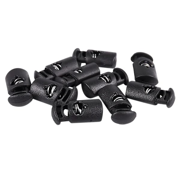 Diameter 8 mm hul, snørestop snore trykknap, sort, 10 stk