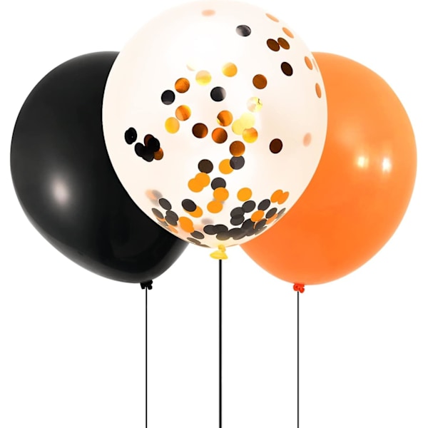 96 stk Halloween Konfettiballonger - Svart Orange Helium Latex Dekor