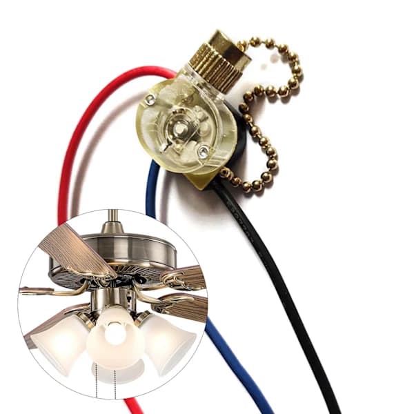3-tråds Trækædelysafbryder Perlekæde Væghængt Lampe Ventilator Loftstrømsafbryder Udskiftning af Loftventilator Skrivebords Antikke Lamper