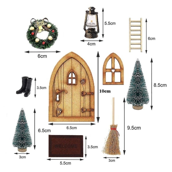 1:12 Dukkehus, nissedør julesett, nissehusdekor