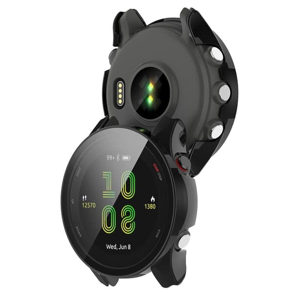 TS-Skyddsfodral med härdat glas skärmskydd för Garmin Forerunner 255 - Svart