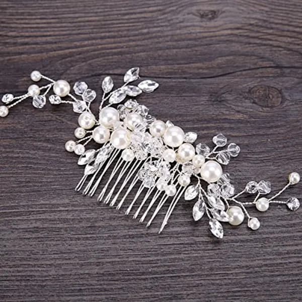 Brudgommens Blomstrete Sidebarrette Perle Brudehodeplagg