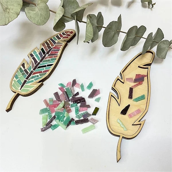 TS-Turkis Fjær Mosaikk DIY Kit Fjær Kunst Kit DIY Kit Fjær Håndverk Bursdagsgave Mosaikk Laging