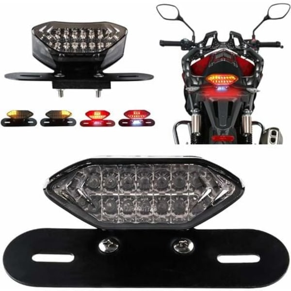 TS-LED baglygter til motorcykel Integrerede bremselys og blinklys Indikatorlys 5W 20LED Bremse kørelys blinkende Nummerpladeholder