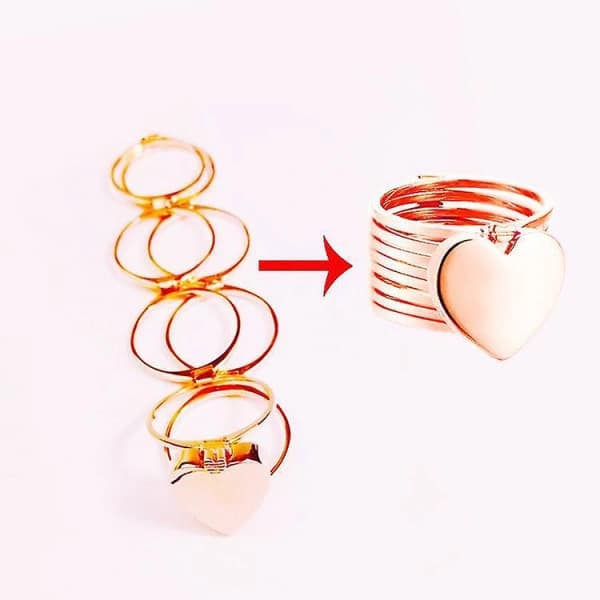 2-i-1 Hopfällbart Infällbart Ringarmband Rostfritt Stål Armband Ring Dubbelanvändning Armband Silver