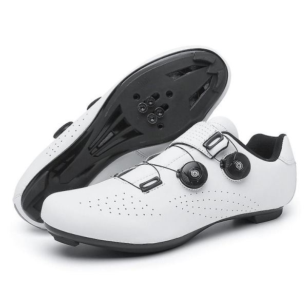 Nya skor för män och kvinnor utomhusfritid olåsta landsvägscykel mountainbike ridskor Cykelskor med anti-sladd set white 44