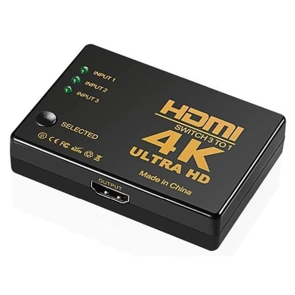 4K HDMI-switch 3x1 med fjärrkontroll - 3-vägs