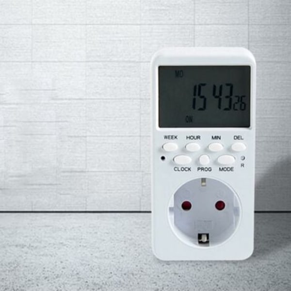 TS-Elektronisk Programmerbar Digital Stikkontakt med Bryter Relékontroll