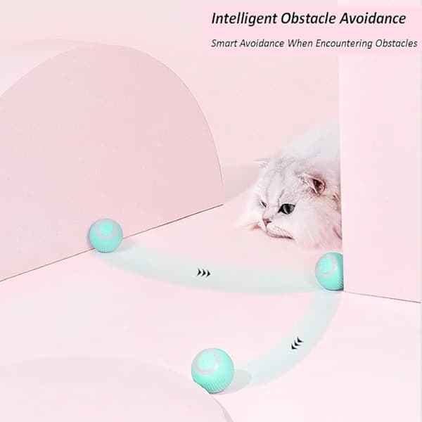 Interactive Cat Toy - Smart USB Rechargeable Cat Ball - Cat Toy with Light - Gift - Blue