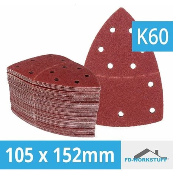 TS-25 stk. │ 11 huller │ 105 x 152 mm │ korn 60 │ til multipudsere │ Slibepapirark │ Slibepapir
