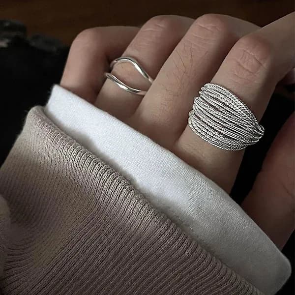 2 stk. Lagdelt Design Ring Personlig Flere Lag Streng