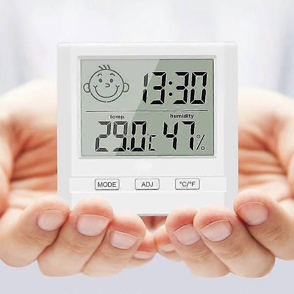 Digital Inomhus Hygrometer Termometer med Tidsvisning - Perfekt
