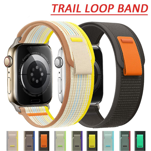 Passer for Trail Loop Remm for Apple Watch Band 49mm 44mm 40mm 45mm 41mm 42mm 44 45 49 Mm Correa Armbånd Iwatch Ultra Serie 7 6 5 3 Se 8 Klokkestrøm g yellow w 42 44 45 49mm