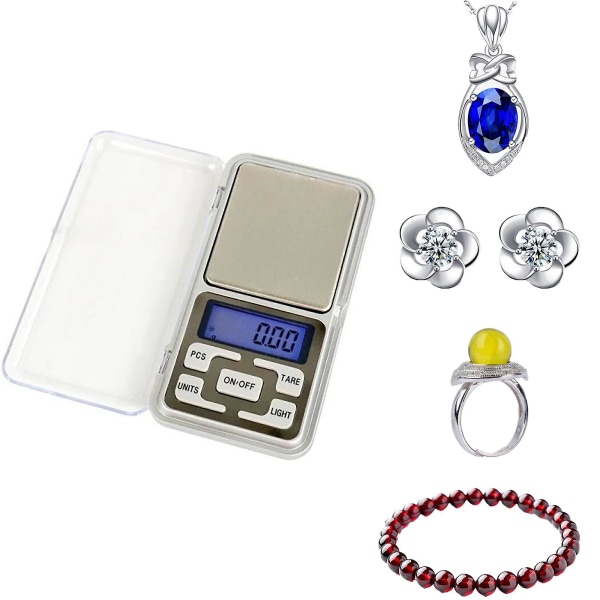 Digitalvåg i fickformat, fickvåg, smyckesvåg 0,01 - 200 g silver