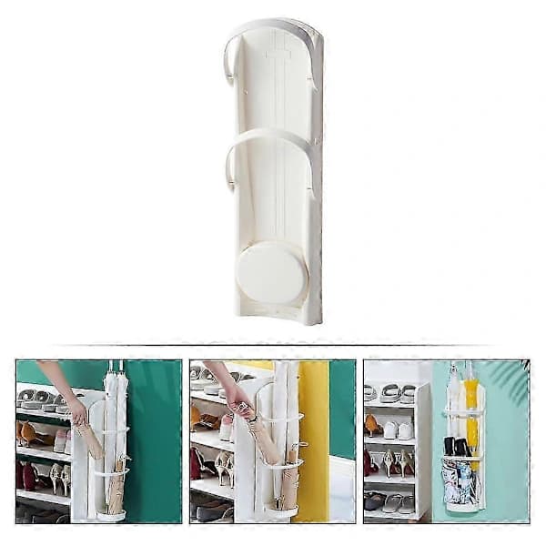 Vikbart väggmonterat ABS paraplyställ för hem och hotell - Vit 54x17cm
