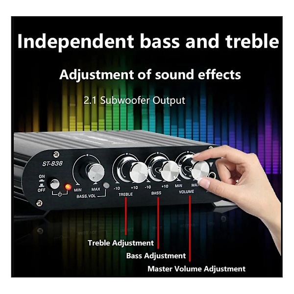 TS-St-838 Hifi Forstærker 2.1 Kanal Bil Mp3 Mini Forstærker Aux Input Høj Og Lav Basjustering Super Bas