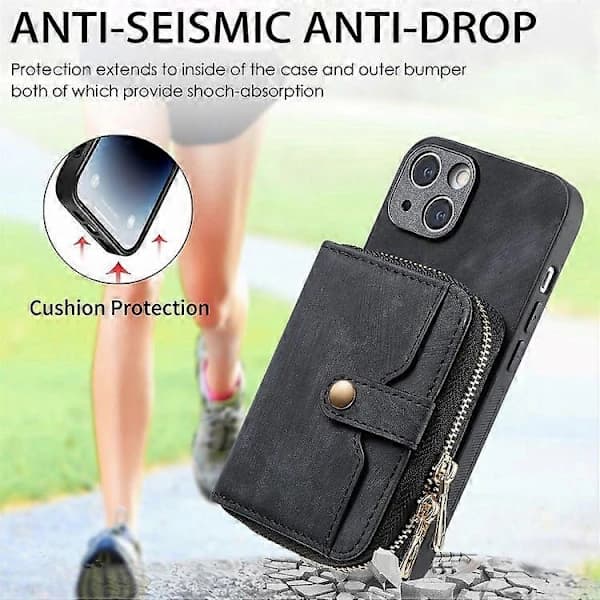 Crossbody Multifunksjonell Lommebokveske med Glidelås for iPhone 15