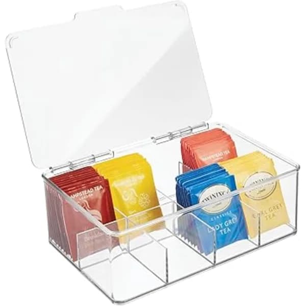 Transparent teboks med 8 rom - oppbevaringsboks i plast - FA-