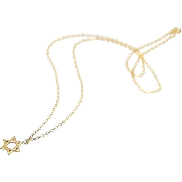 Halsband Davidsstjärna, Guldpläterat Silver 13mm