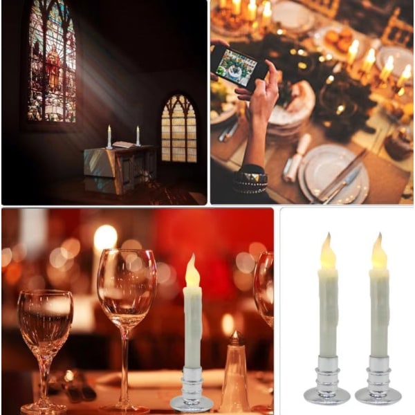 Flicker Flameless Candles, 1 Fjärrkontroll, 17 cm Ivory Batteridrivna LED Fönsterljus, Timer, Set med 6 Flamfria Vaxljus i Plast