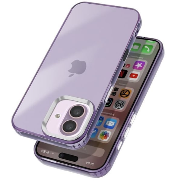 Etui for iPhone 16 Myk Røyksfarget Finish Konturkamera Metallisk Lilla