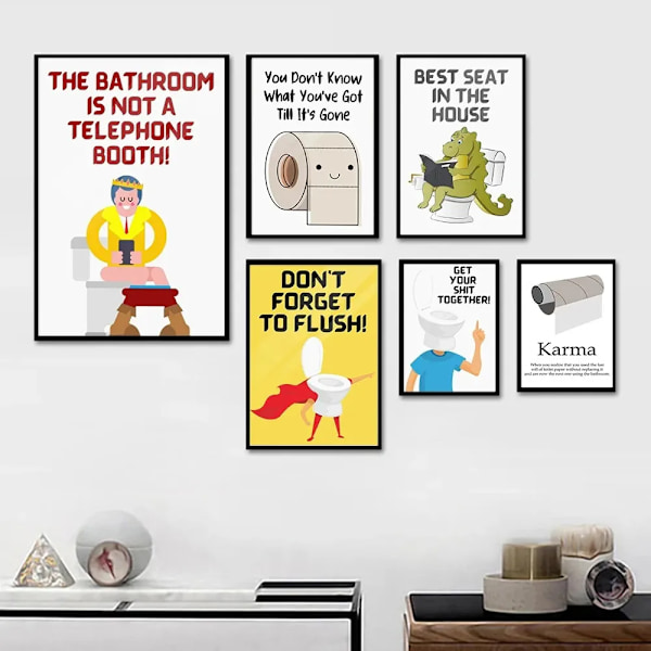 Karma Badeværelsesregler Kunst Citat Vægdekoration Lærredsmaleri Sjovt Toiletpapir Print Plakat Humor Billeder WC Hjem 240327