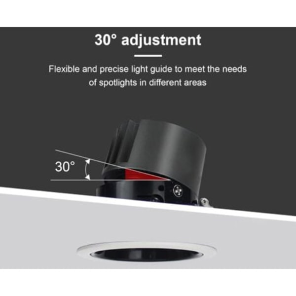 TS-Spot Badeværelse Led Indbygningsspot 6 Pak 7W 700LM = 70W Glødepære, IP44, Varm Hvid 3000K, AC 220-240V, Udskæring 70-75mm, Rund ultraslank Loft e