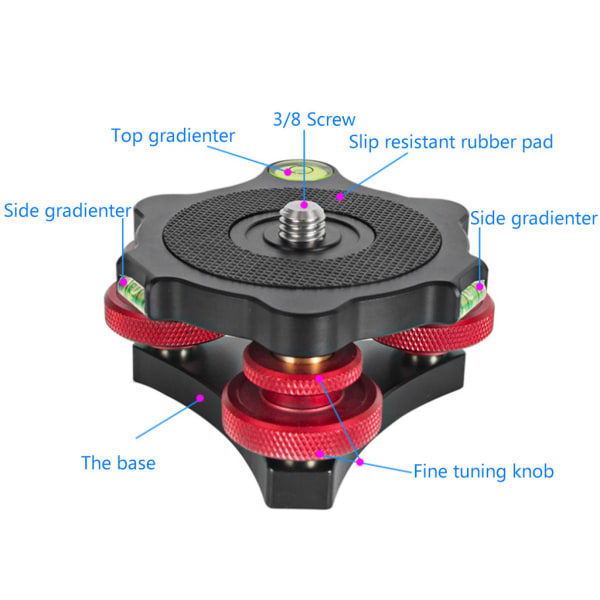 LP-64 Kolmipyöräinen Tarkkuustasoituslaite Kuplatason Tripod-Tasoitusjalustalla 3/8\" Ruuvireiällä, Valmistettu Alumiiniseoksesta