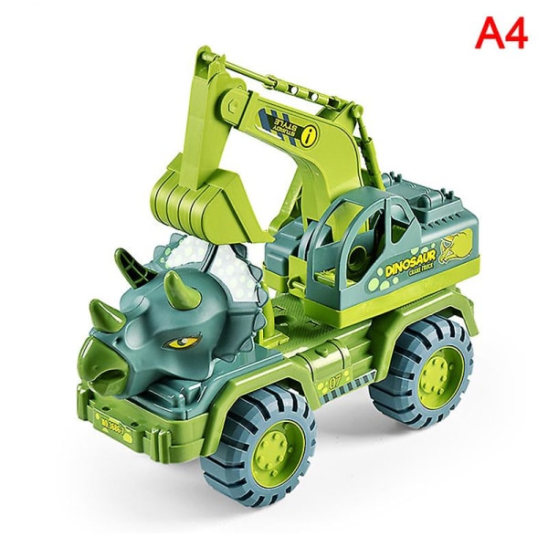Billeksak Dinosaurier Transport Bilhållare Lastbil Leksak Pull Back Vehicle Toy Green A4