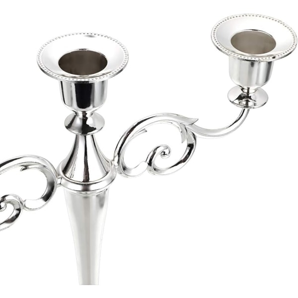 3 Metal Candelabra - Ljushållare för formella evenemang, bröllop, kyrka, semesterdekor, Halloween, silver