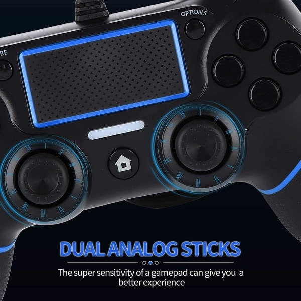 Kablet spilcontroller til PS-4/ Pro/Slim/PC(Win7/8/10)/Bærbar, USB-stik Gamepad Joystick med vibration og antislip-greb, ergonomisk