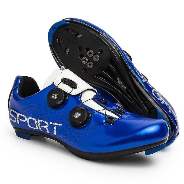 Nya skor för män och kvinnor utomhusfritid olåsta landsvägscykel mountainbike ridskor Cykelskor med anti-sladd set blue 42