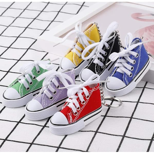 12 Nøgleringe, Mini Lærred, Sneaker Nøglering Charms