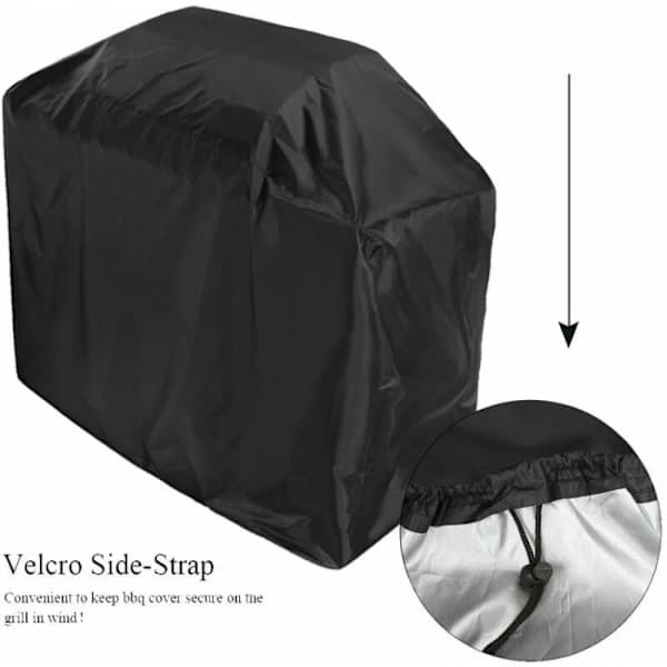 Grillovertræk Vandtæt UV-resistent Polyester Med PU-belægning til Udendørs Grillbeskyttelse Sort 145 x 61 x 117 cm
